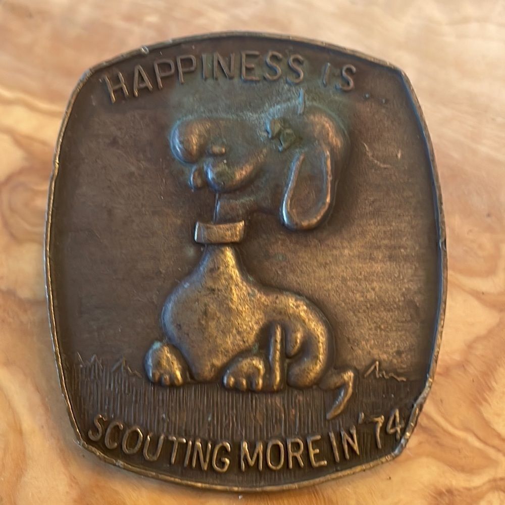 Happiness is Scouting More in '74 Scouting Neckerchief Slide
